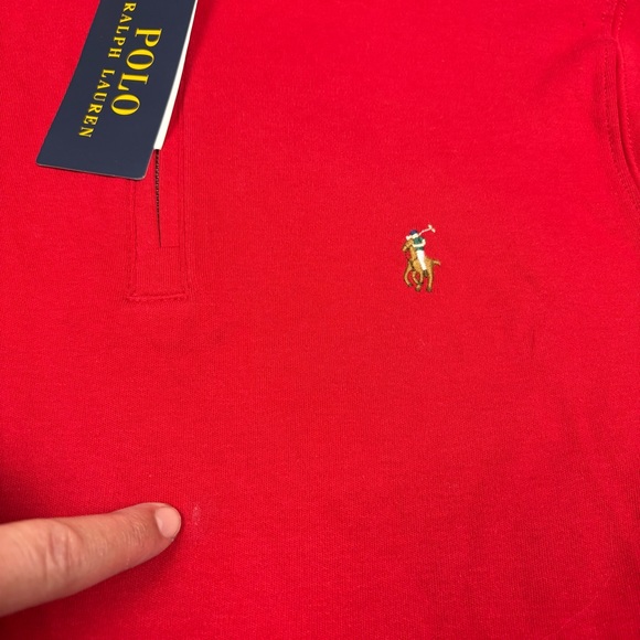 Polo Ralph Lauren Boys Red Pullover Top 1/4 Zip Pony Logo Soft Lightweight Sz 14 - Picture 2 of 8